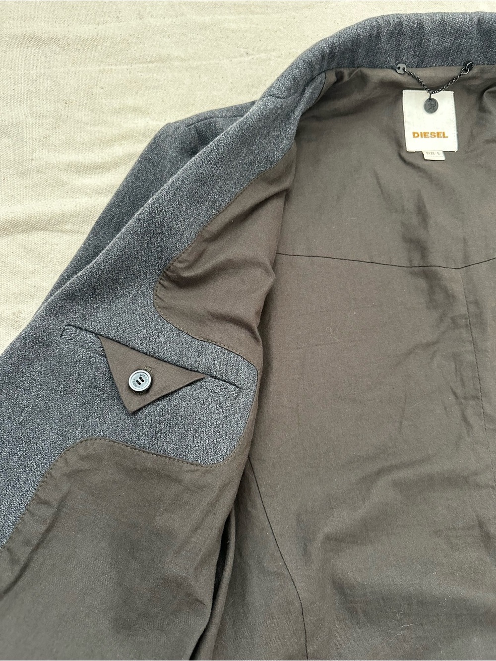 DIESEL Charcoal Grey Wool Blend Blazer Jacket - Size L (Runs Small / Slim Fit) - Picture 15 of 16